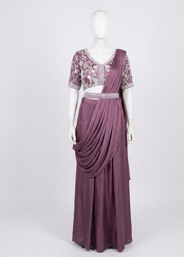 Pearl Chinon Silk drape Lehenga
