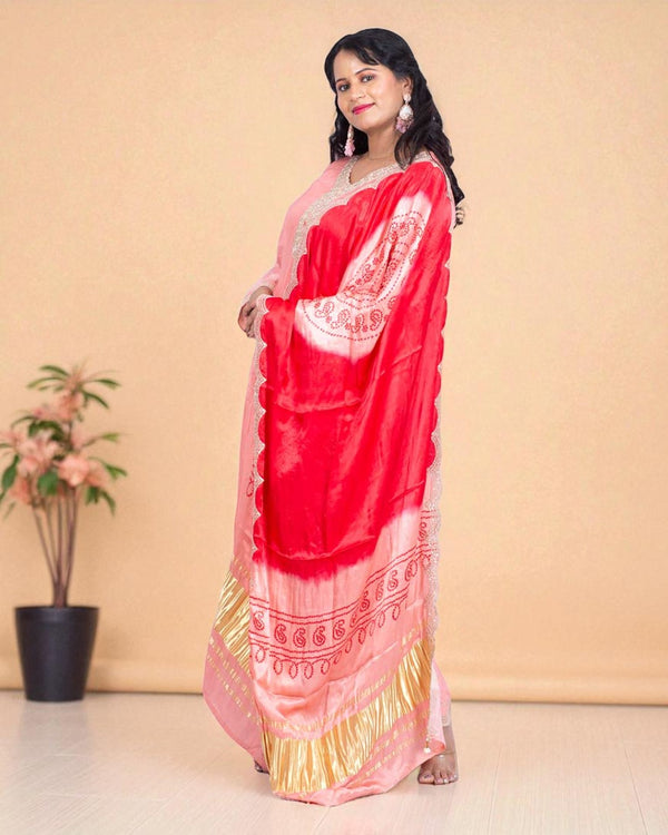 Peach Shilpa Shetty Gajji silk Suit set