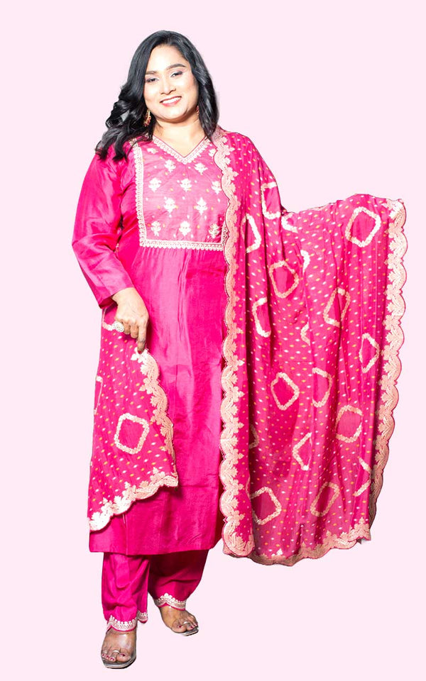 Pink Banrasi Silk Suit Set
