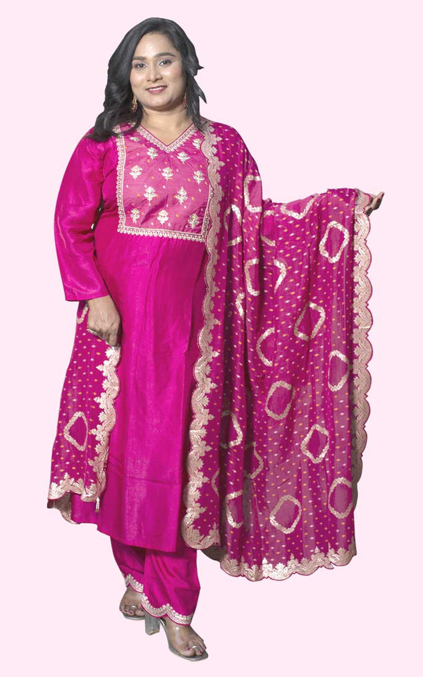 Pink Banrasi Silk Suit Set