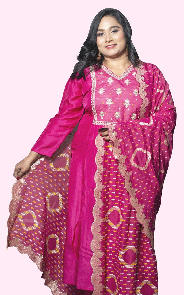 Pink Banrasi Silk Suit Set