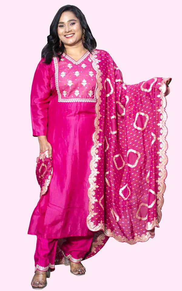 Pink Banrasi Silk Suit Set