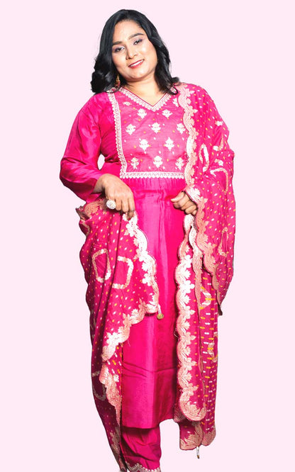 Pink Silk Suit Set