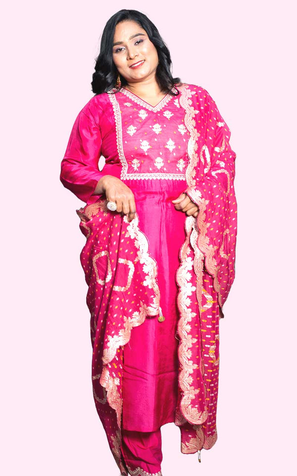 Pink Banrasi Silk Suit Set