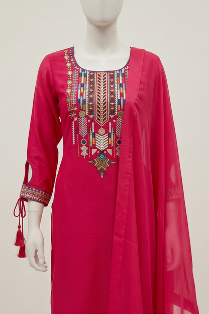 Pink Dola silk Suit set - set of 3