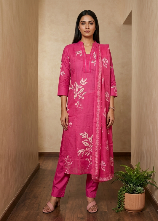 Pink Shama cotton suit set