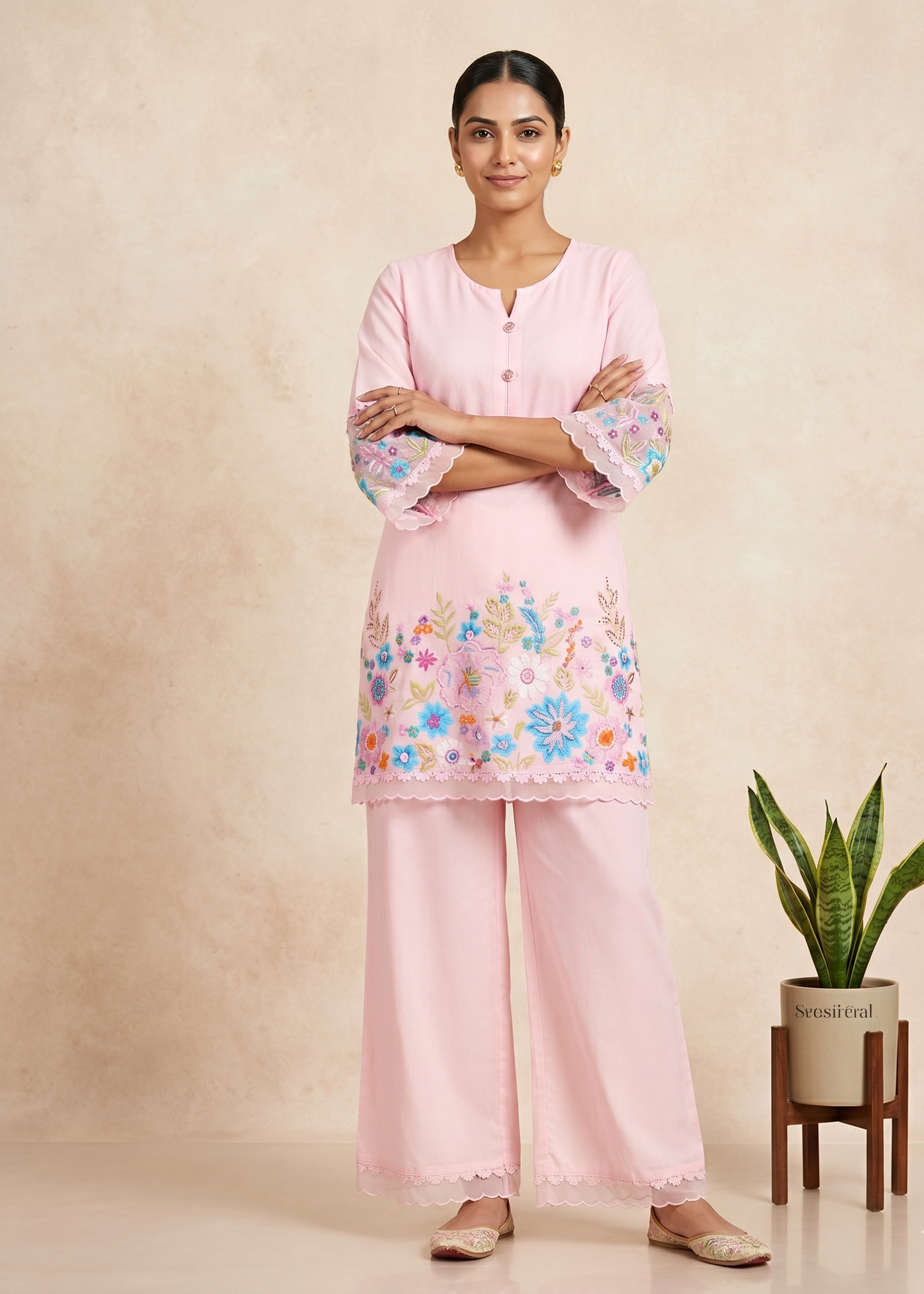 Pink Ethnic Co-Ord Set for Women
