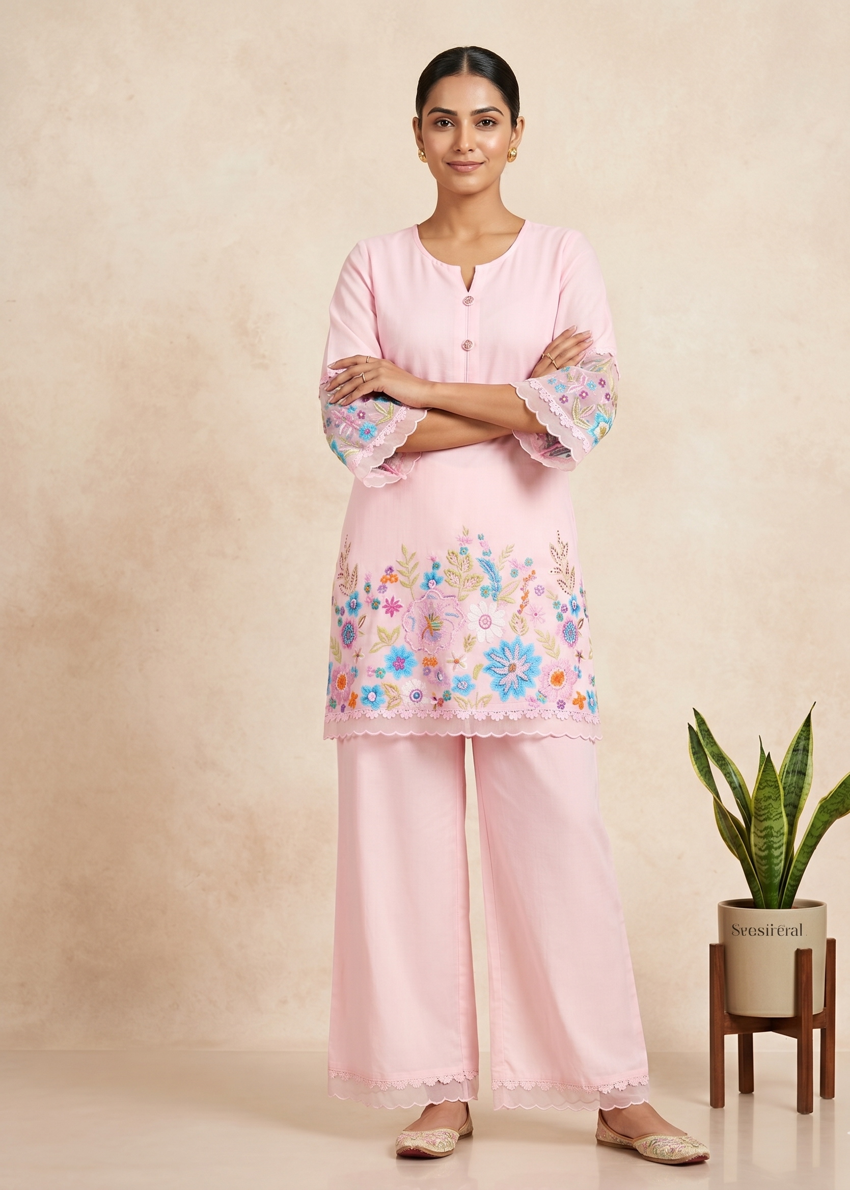Pink Ethnic Co-Ord Set for Women