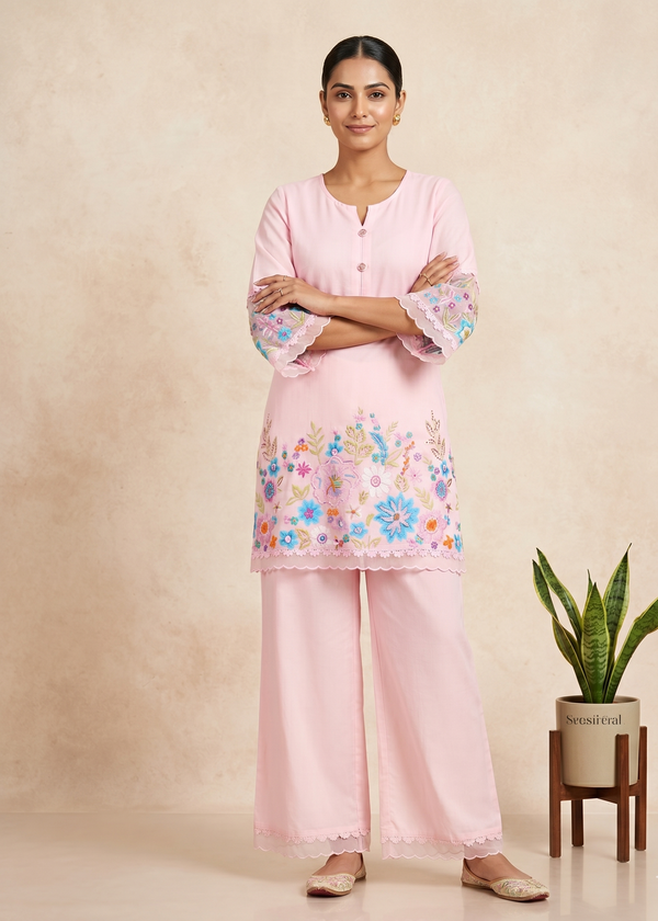 Pink Ethnic Co-Ord Set for Women