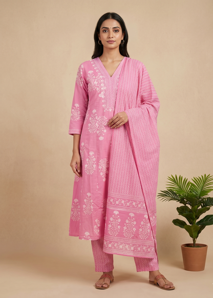 Pink Yuvi Anarkali suit set