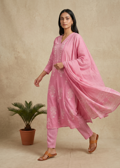 Pink Yuvi Anarkali suit set