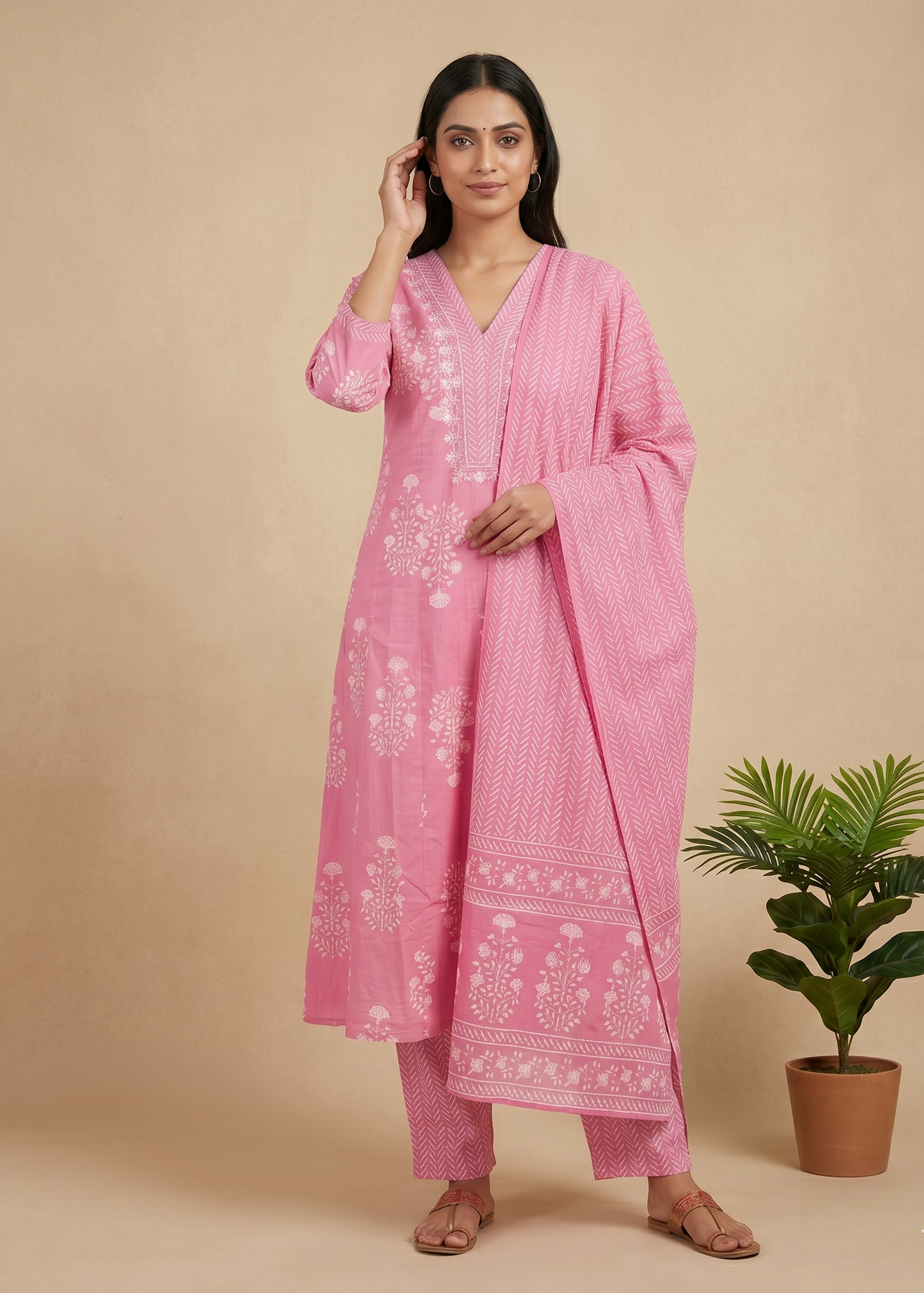 Pink Yuvi Anarkali suit set