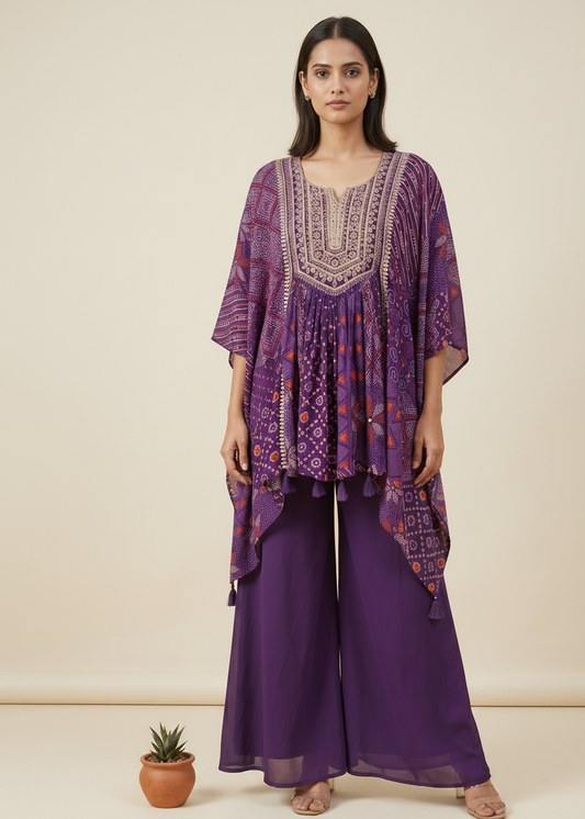 Purple Misha Crepe Kaftan Co-ord