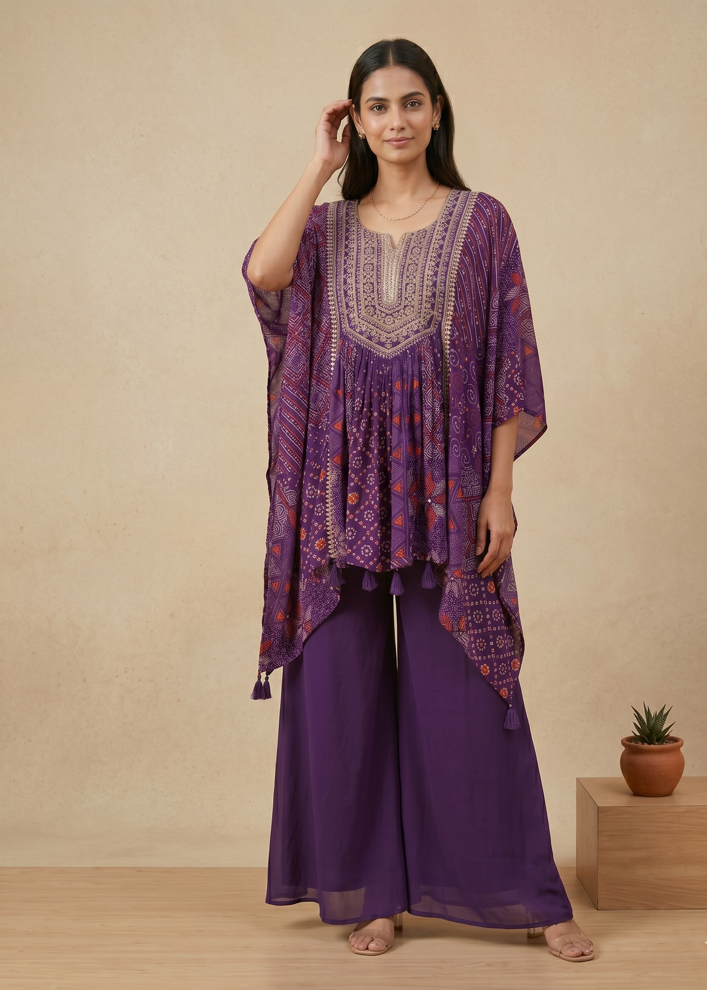 Purple Misha Crepe Kaftan Co-ord