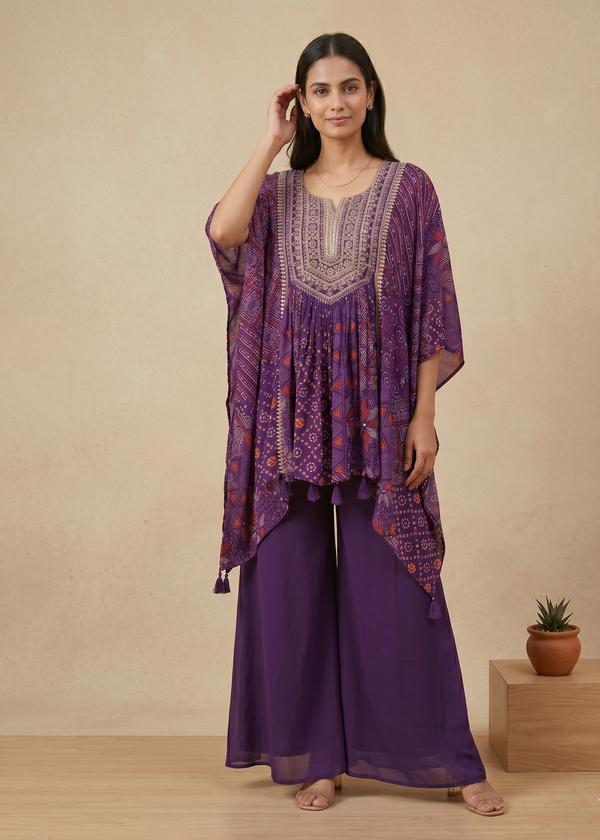 Purple Misha Crepe Kaftan Co-ord