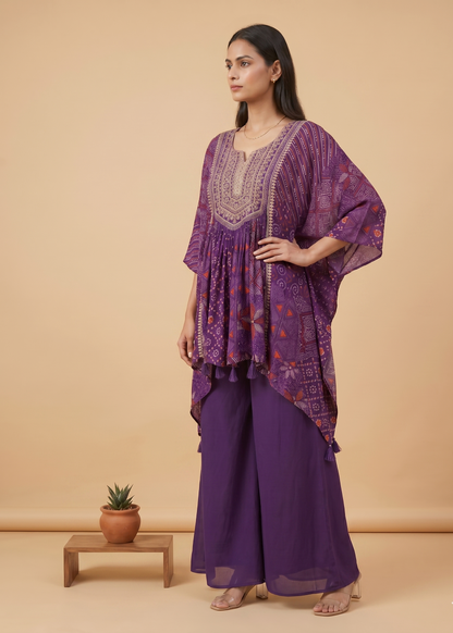 Purple Misha Crepe Kaftan Co-ord