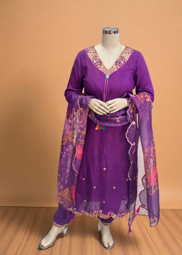 Purple Raashi Dola silk Suit set