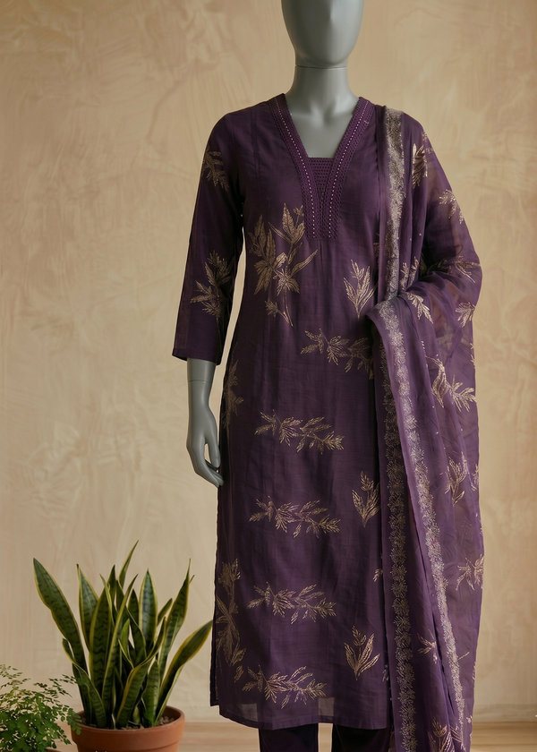 Purple Shama cotton suit set