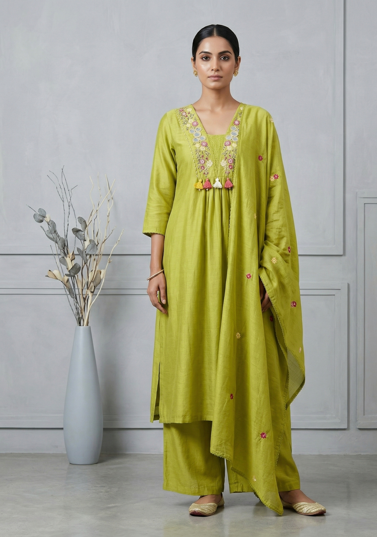 Neon Green Roohi  Dola silk Suit Set