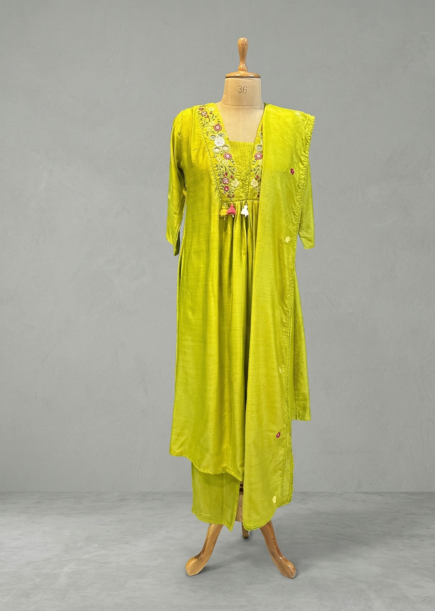 Neon Green Roohi  Dola silk Suit Set