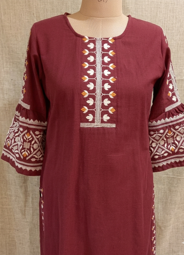 Rust Maroon Elina Flex cotton Kurta Set