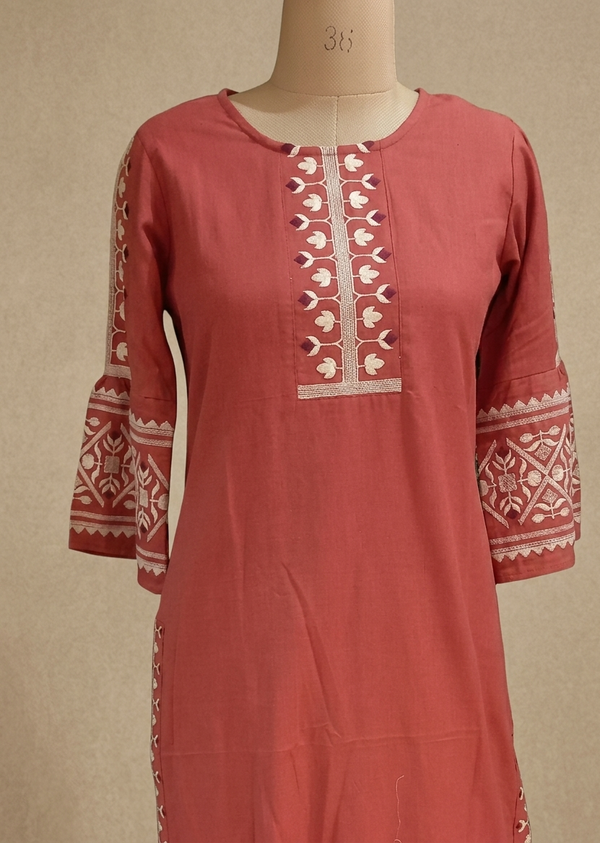 Rust orange Elina Flex cotton Kurta Set