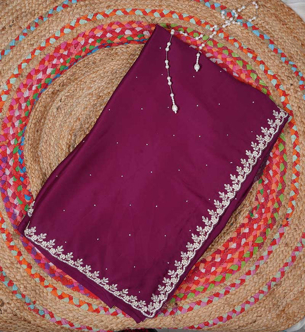 Anjali Wine crepe Saree