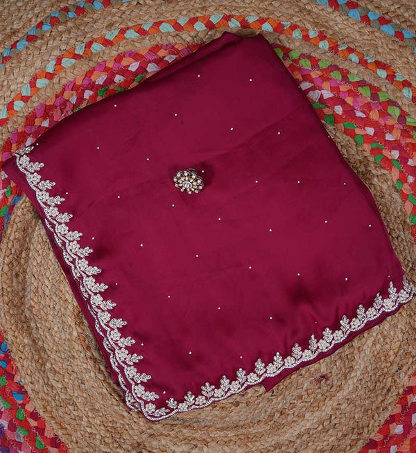 Anjali Maroon crepe saree