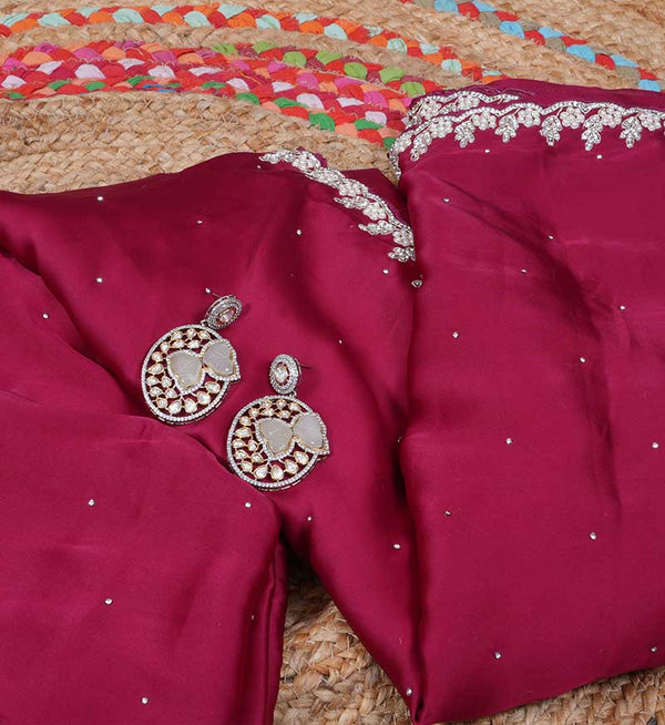 Anjali Maroon crepe saree