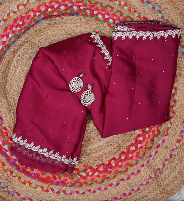 Anjali Maroon crepe saree