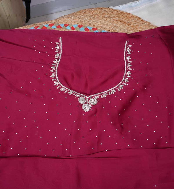 Anjali Maroon crepe saree