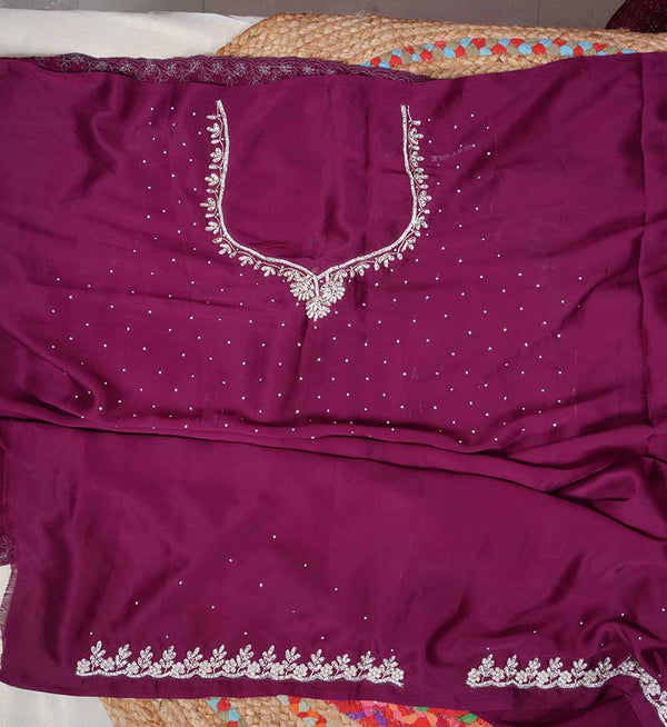 Anjali Wine crepe Saree
