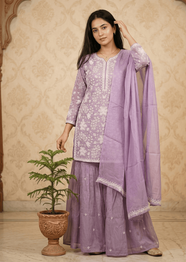 Lavender Sharara Farah with Duppata