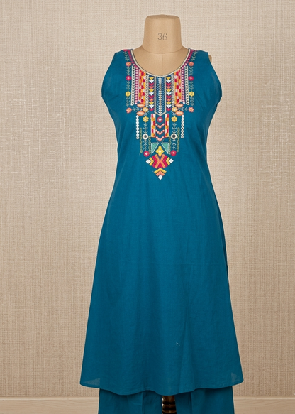 Teal Blue Rhea Boho Cotton Kurta set