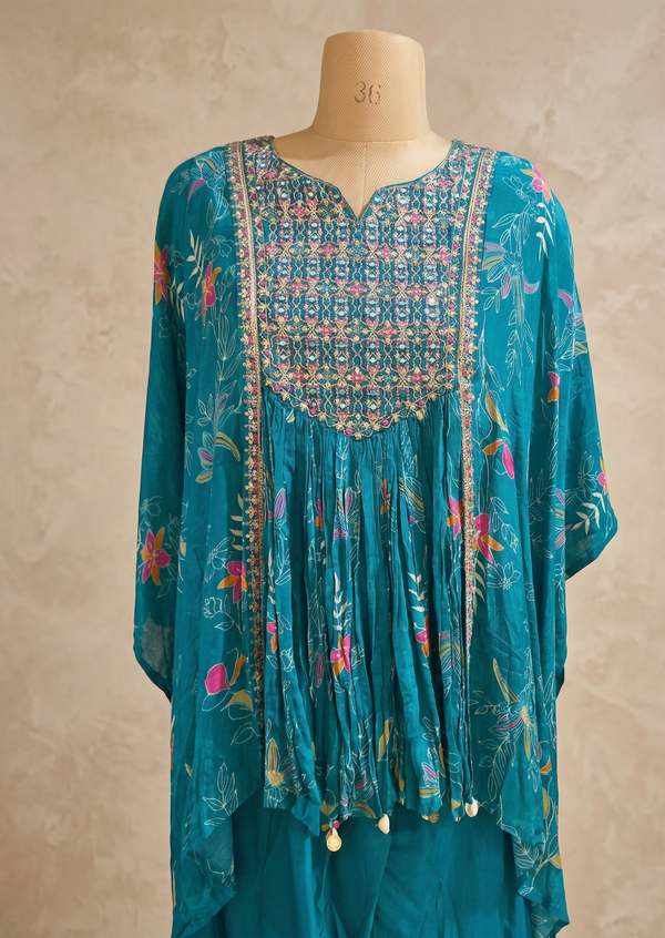 Teal Green Misha Crepe Kaftan Co-ord