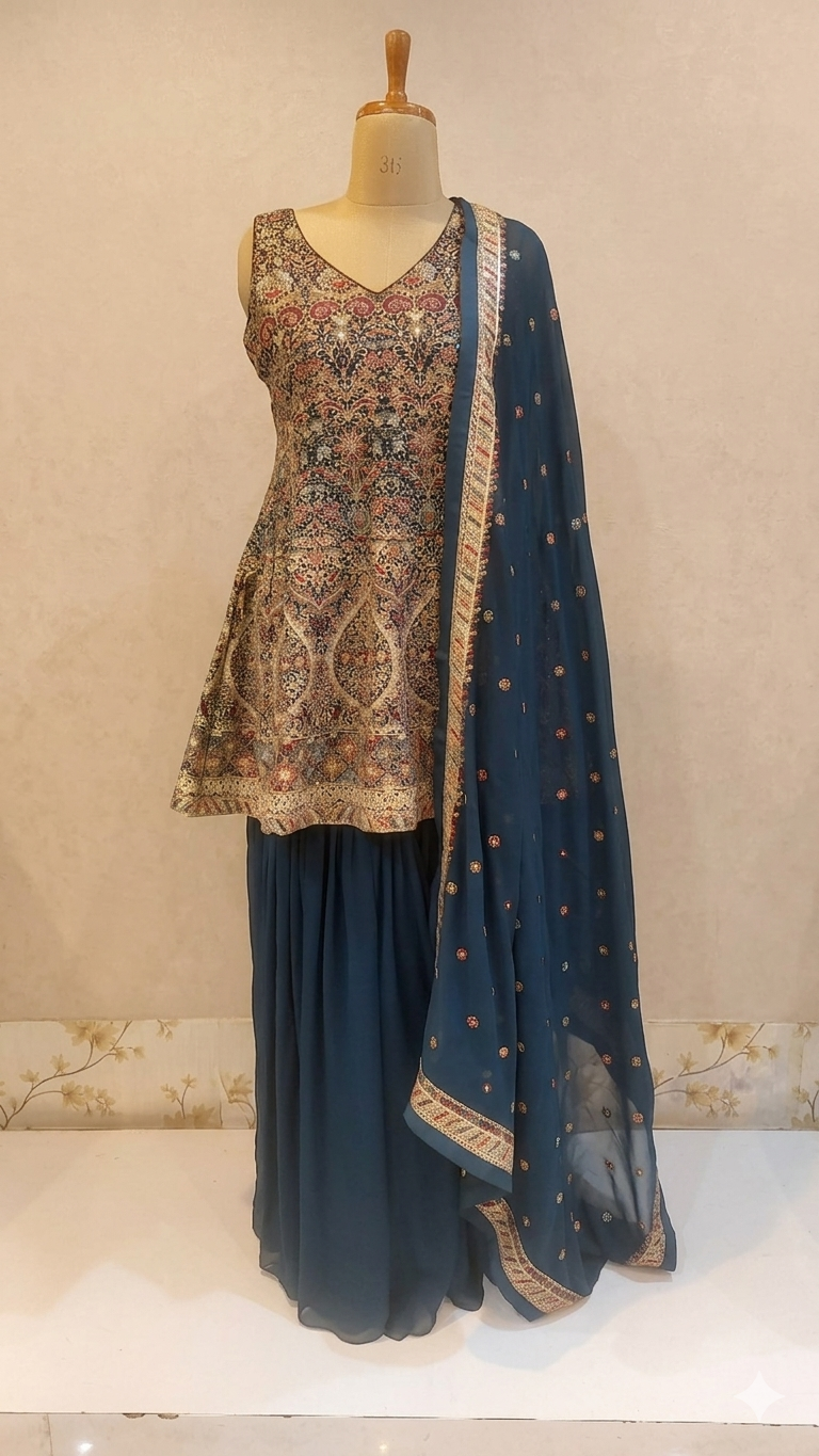 Blue Lasya Georgette Gharara Set
