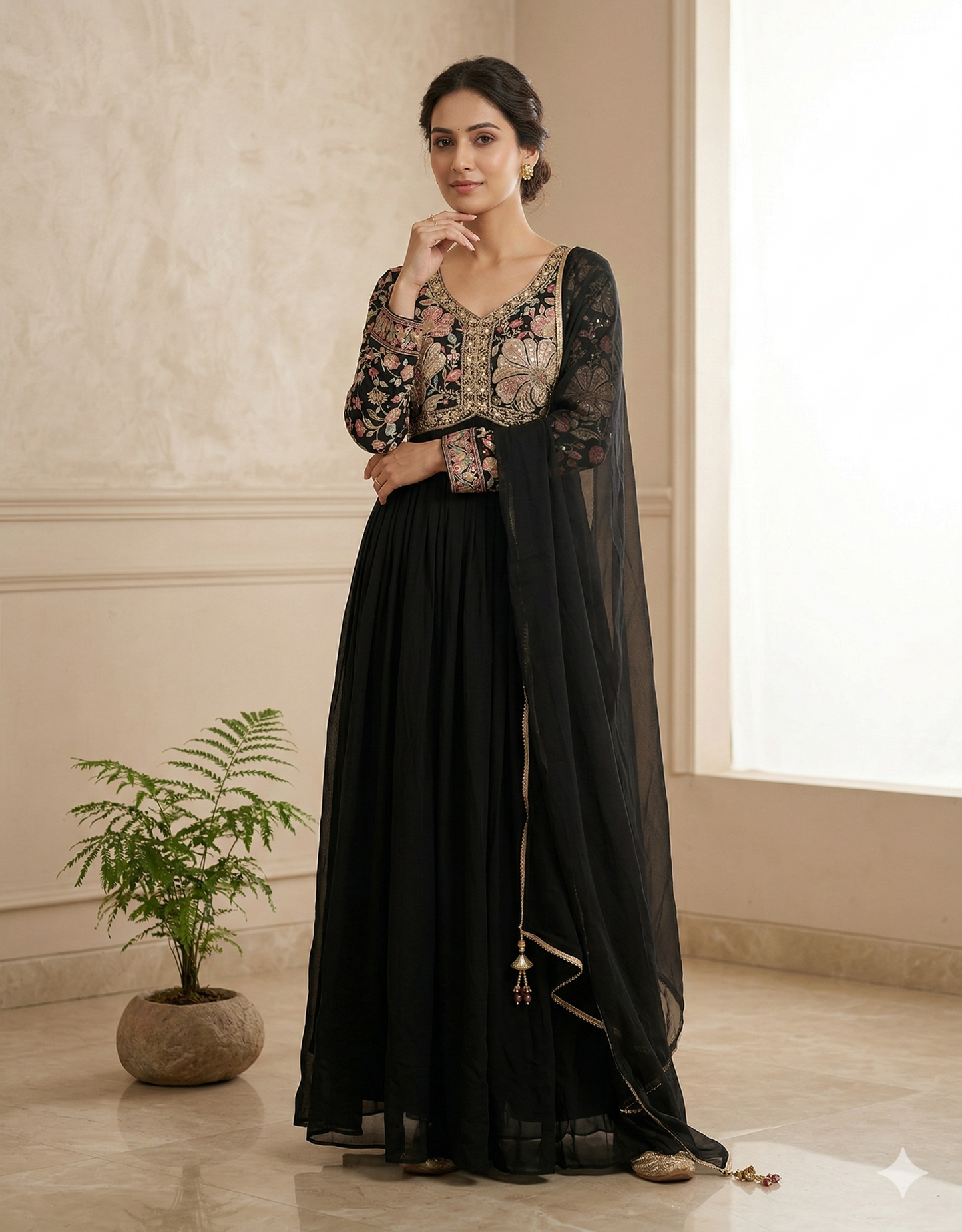 Black Varini Georgette Anarkali Gown - Best seller