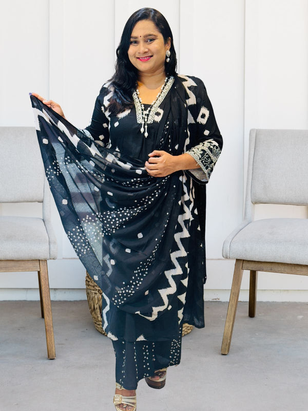 Black Kavya  Cotton Suit set