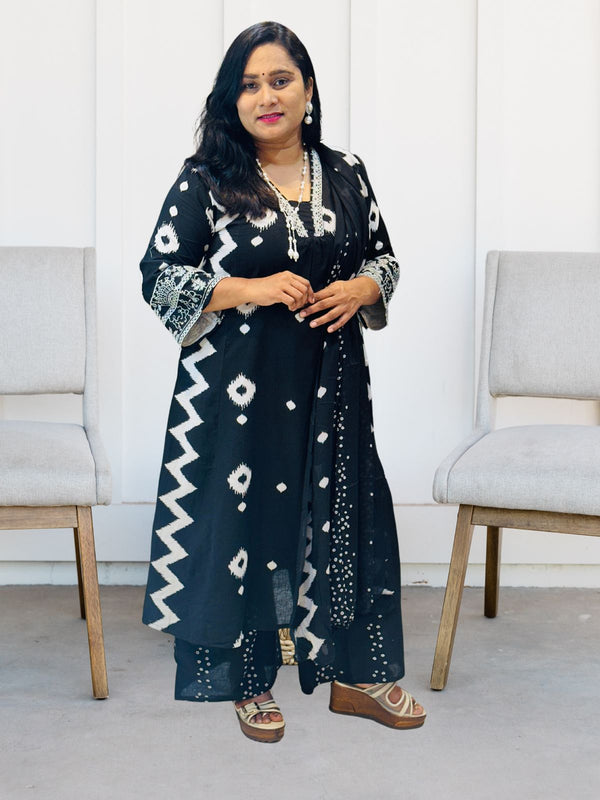 Black Kavya  Cotton Suit set