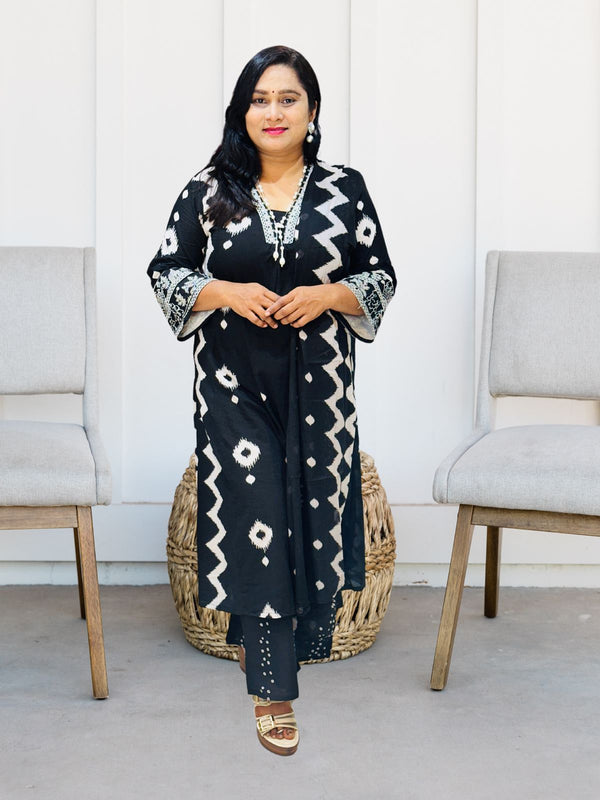 Black Kavya  Cotton Suit set