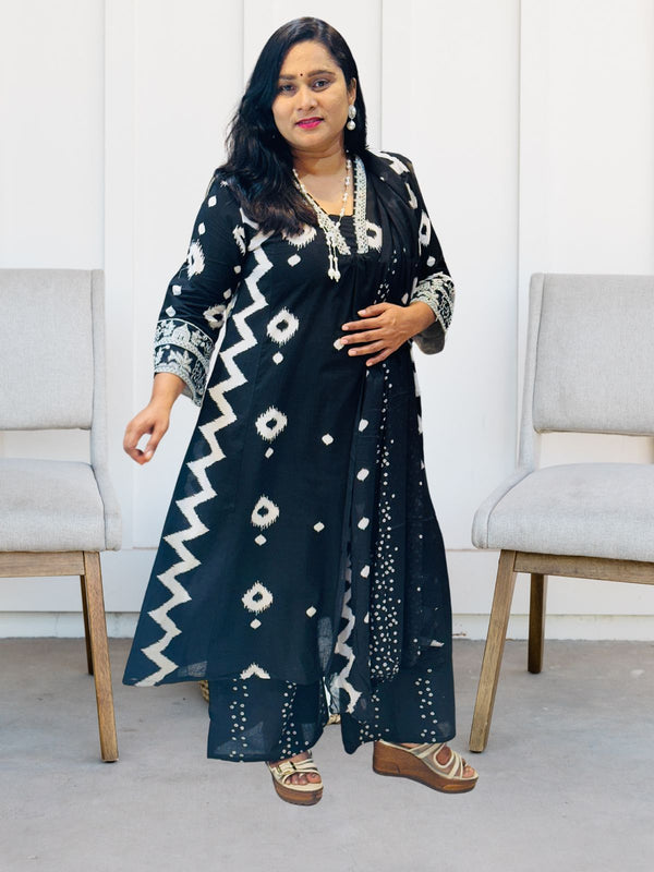 Black Kavya  Cotton Suit set