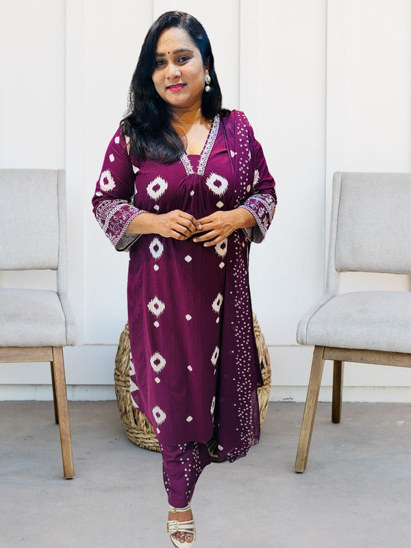 Wine Kavya Cotton Suit set