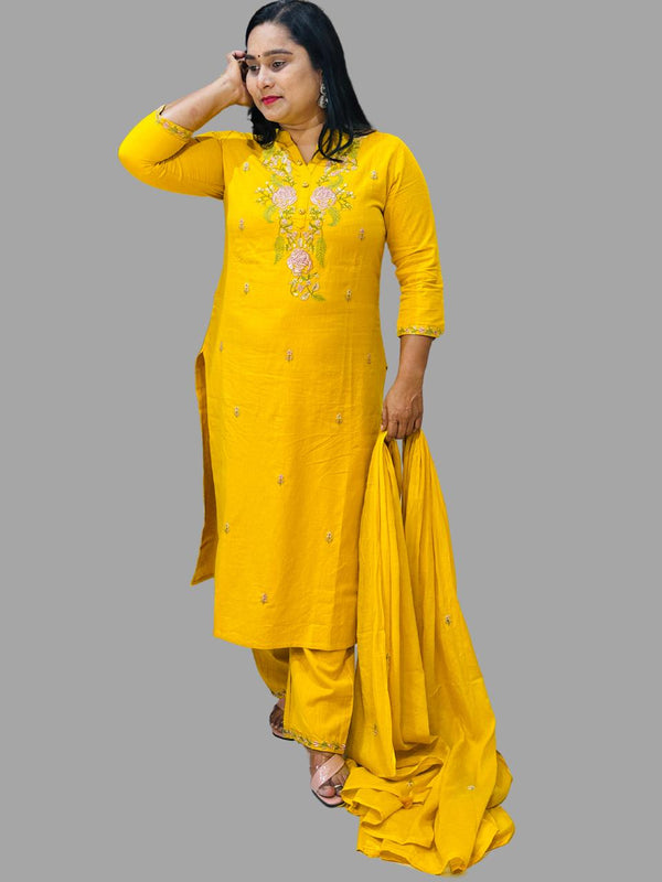 Yellow Sadah Flex cotton Suit set
