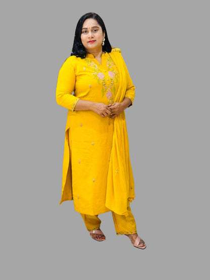 Yellow Sadah Flex cotton Suit set