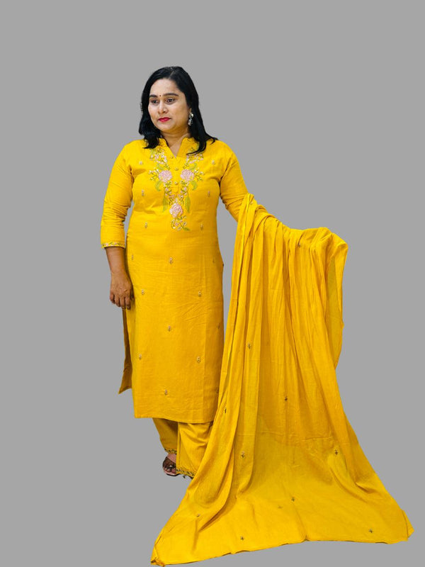 Yellow Sadah Flex cotton Suit set