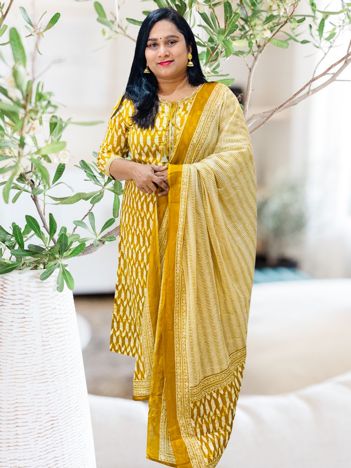 Mustard Yellow Mila Cotton suit set