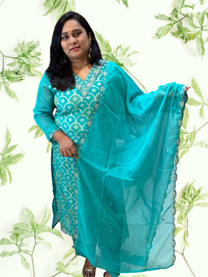 Green Ridha Organza Barasi Suit set