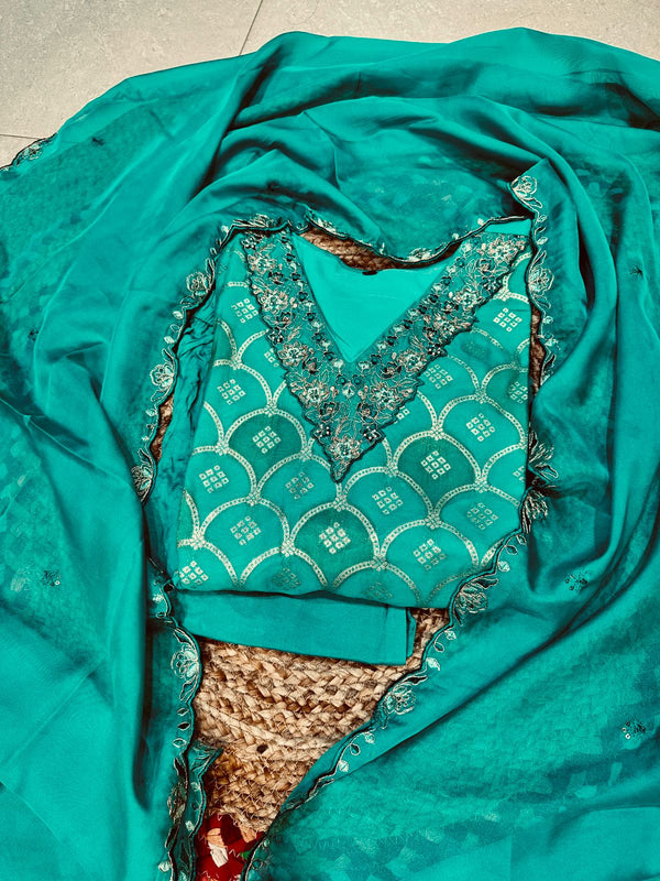 Firozi Ridha Organza Barasi Suit set