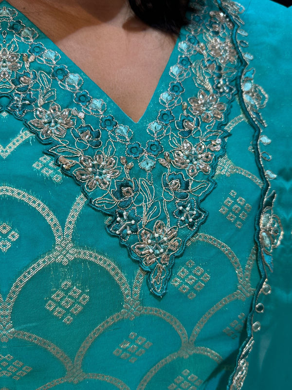 Firozi Ridha Organza Barasi Suit set