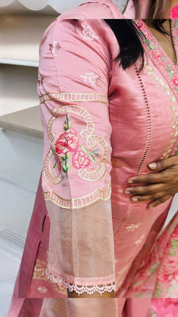 Pink Zarin Embroidered Suit set